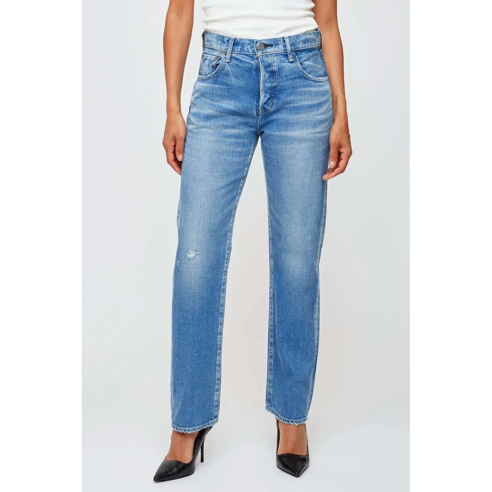 Moussy‎ Vintage Jeans Womens 27 Blue Nichols Straight Jeans Raw Hem Japan